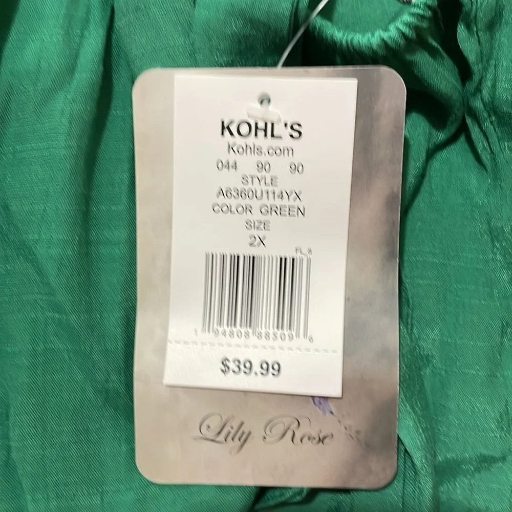 Plus size Green Square Neck Dress with tie in back size 2x - Picture 11 of 11